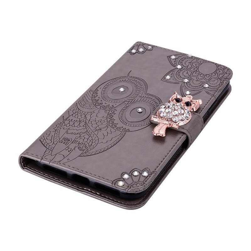 Leren Hoesje voor Xiaomi Redmi Note 10 / 10S Uil Mandala En Charme