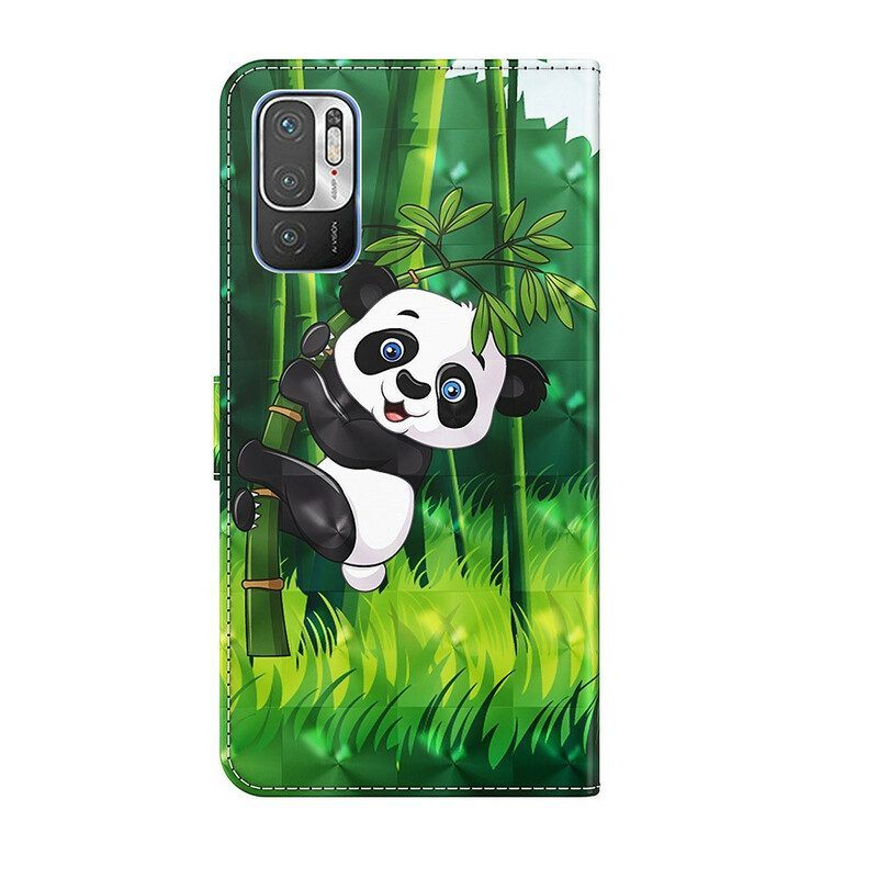 Leren Hoesje voor Xiaomi Redmi Note 10 5G Panda En Bamboe