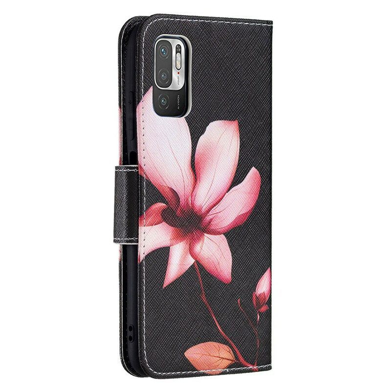 Leren Hoesje voor Xiaomi Redmi Note 10 5G Roze Bloem