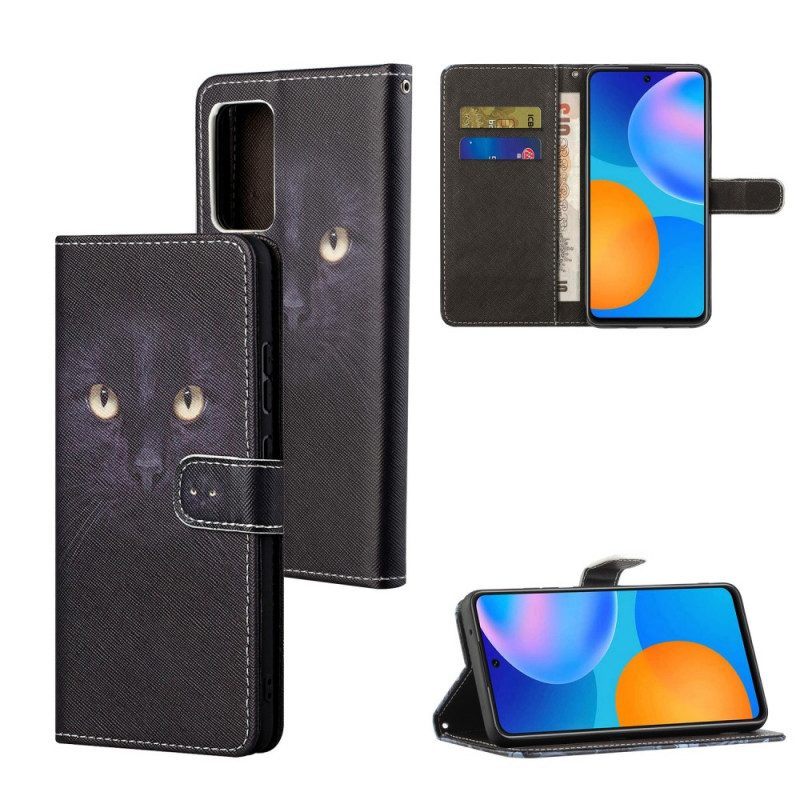 Leren Hoesje voor Xiaomi Redmi Note 11 / 11S Met Ketting Strappy Zwarte Kattenogen