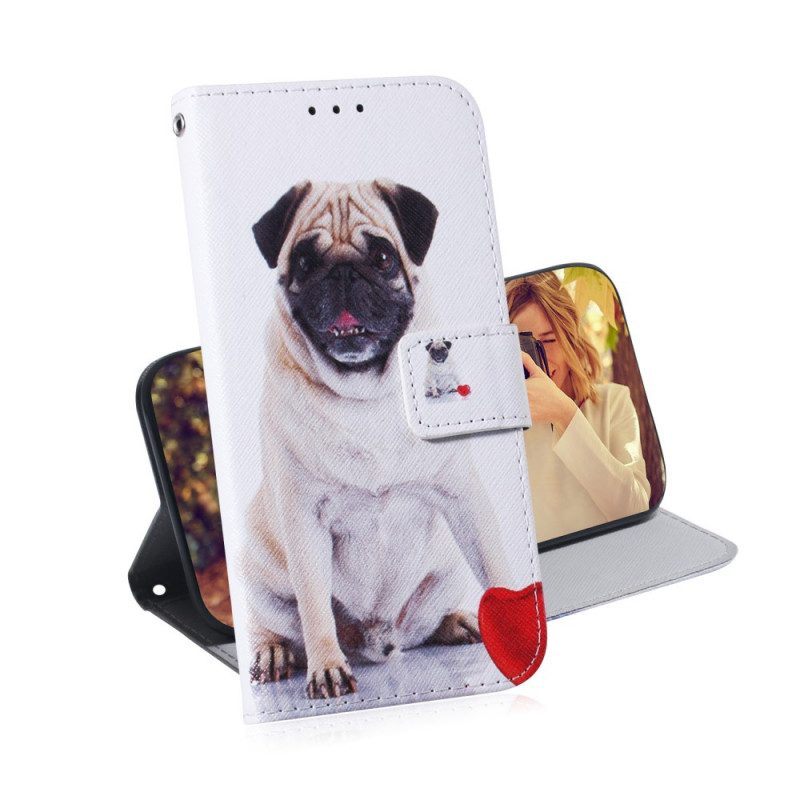 Leren Hoesje voor Xiaomi Redmi Note 11 / 11S Mops Hond