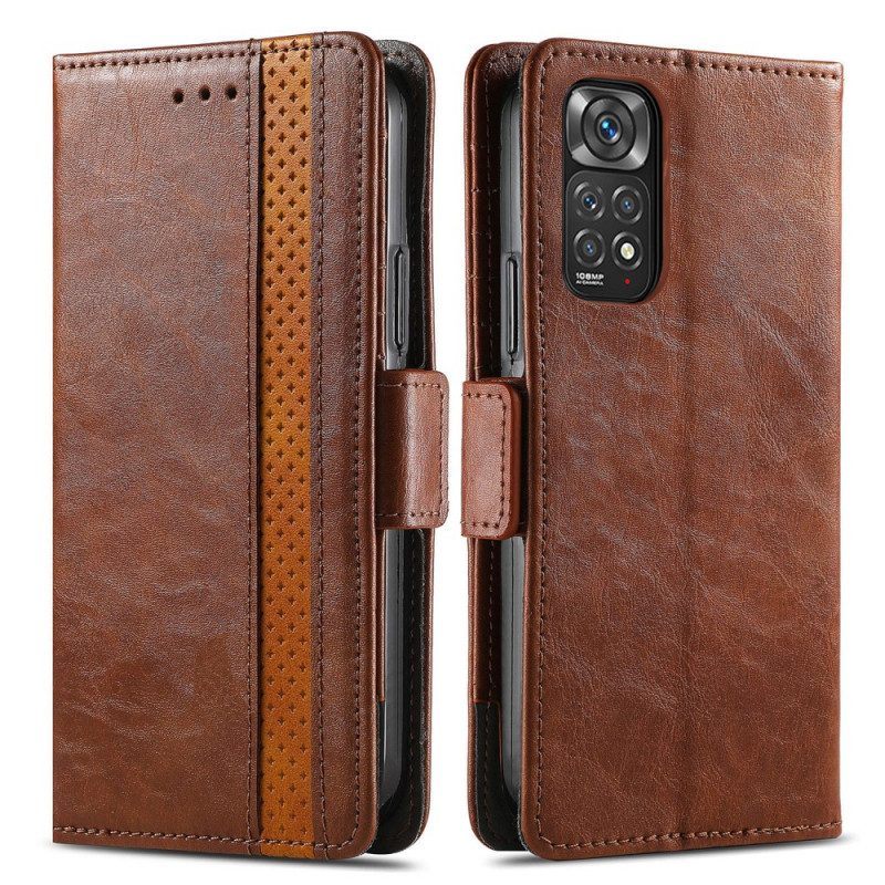 Leren Hoesje voor Xiaomi Redmi Note 11 / 11S Tweekleurige Dubbele Sluiting