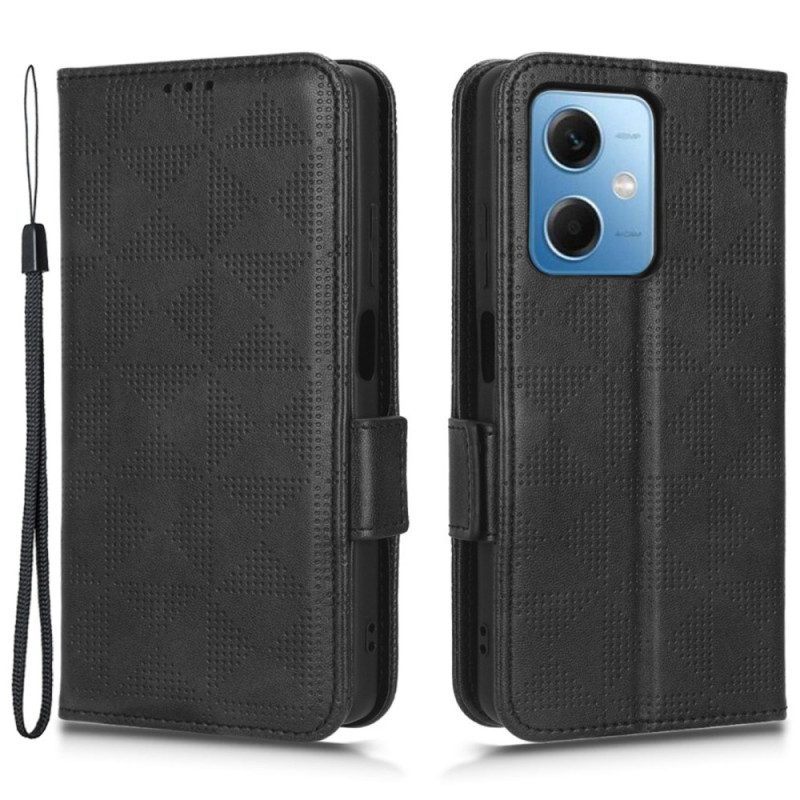 Leren Hoesje voor Xiaomi Redmi Note 12 5G Driehoeken Met Lanyard