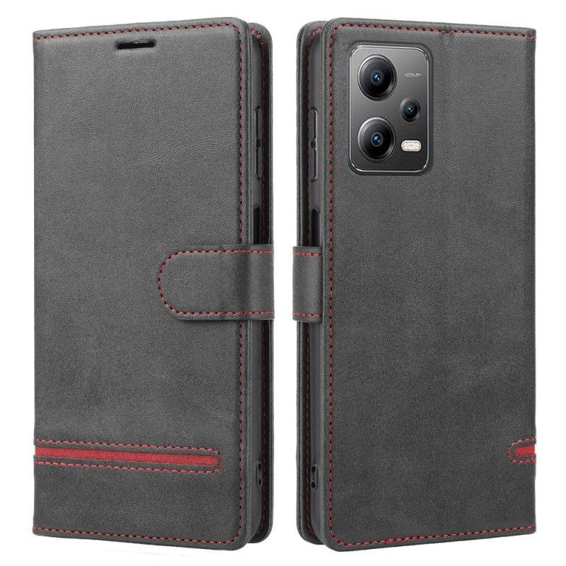 Leren Hoesje voor Xiaomi Redmi Note 12 5G Lijn Leereffect