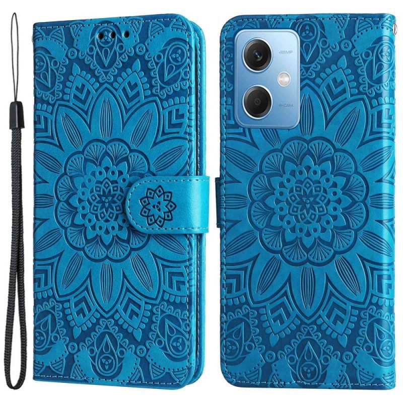 Leren Hoesje voor Xiaomi Redmi Note 12 5G Met Ketting Mandala-decoratie Met Riem