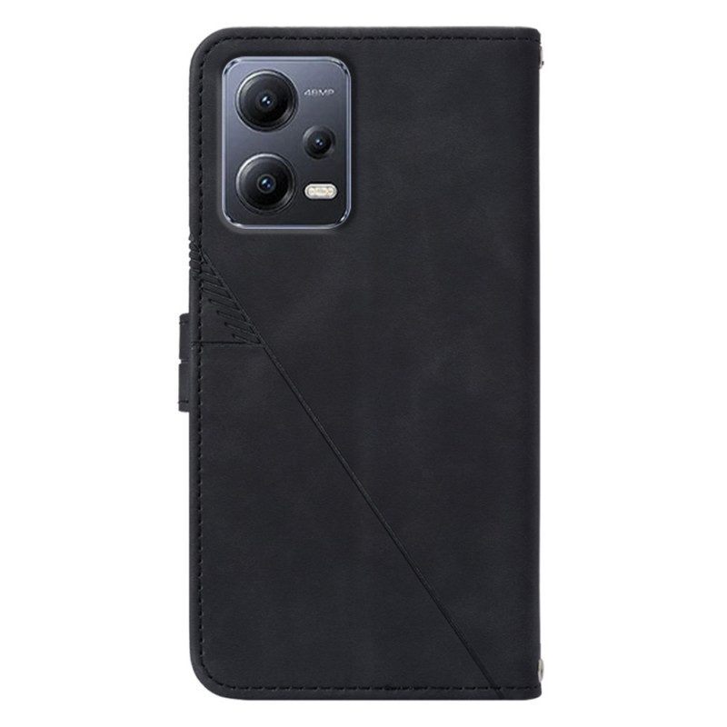 Leren Hoesje voor Xiaomi Redmi Note 12 5G Met Ketting Riem Driehoeken