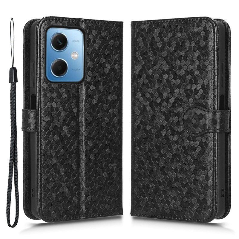 Leren Hoesje voor Xiaomi Redmi Note 12 5G Met Ketting Strappy-patroon In 3d