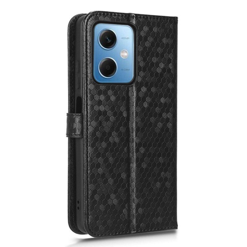 Leren Hoesje voor Xiaomi Redmi Note 12 5G Met Ketting Strappy-patroon In 3d