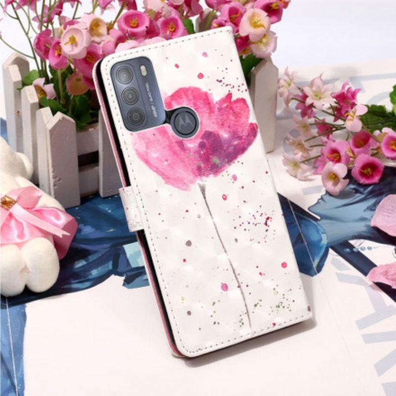 Telefoonhoesje Leren Hoesje voor Moto G50 Aquarel Papaver