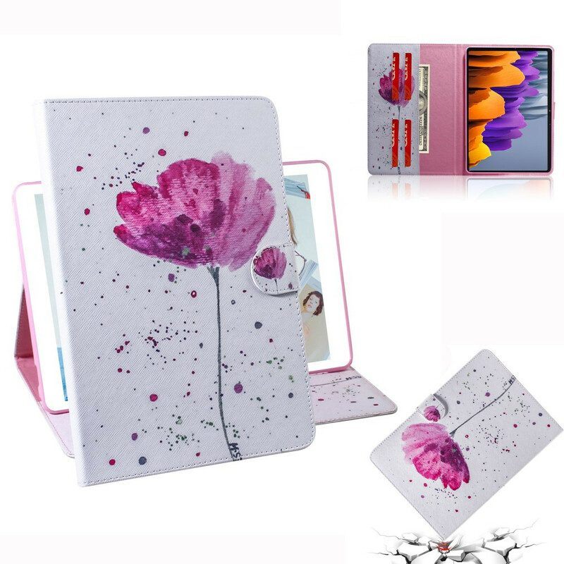 Telefoonhoesje Leren Hoesje voor Samsung Galaxy Tab S8 / Tab S7 Papaver