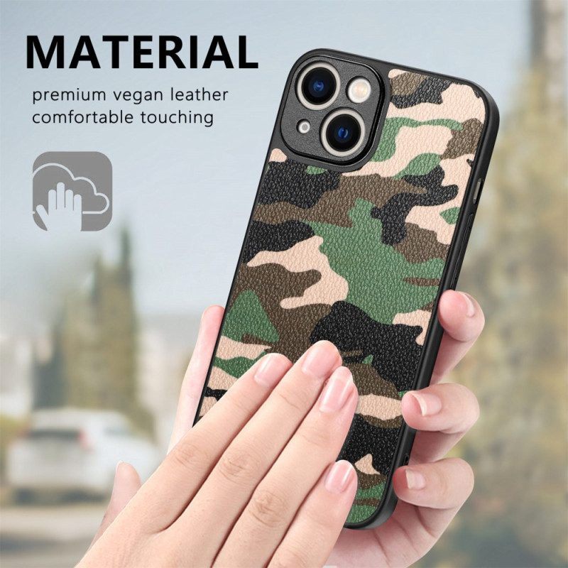 Telefoonhoesje voor iPhone 15 Kunstleer Camouflage