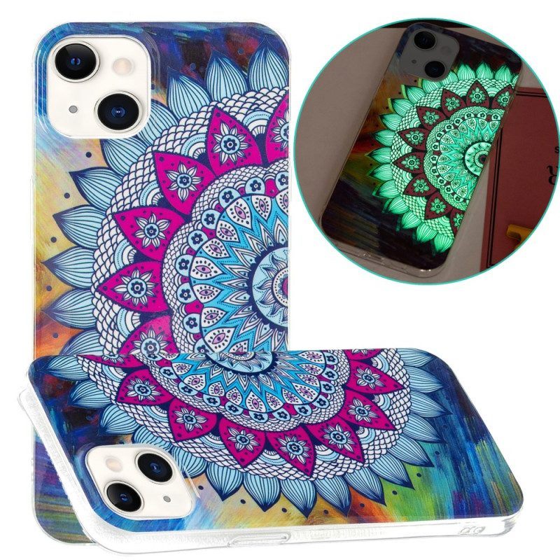 Telefoonhoesje voor iPhone 15 Plus Fluorescerende Mandala