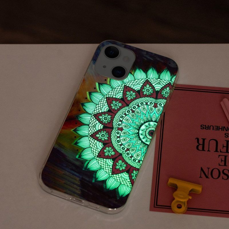 Telefoonhoesje voor iPhone 15 Plus Fluorescerende Mandala