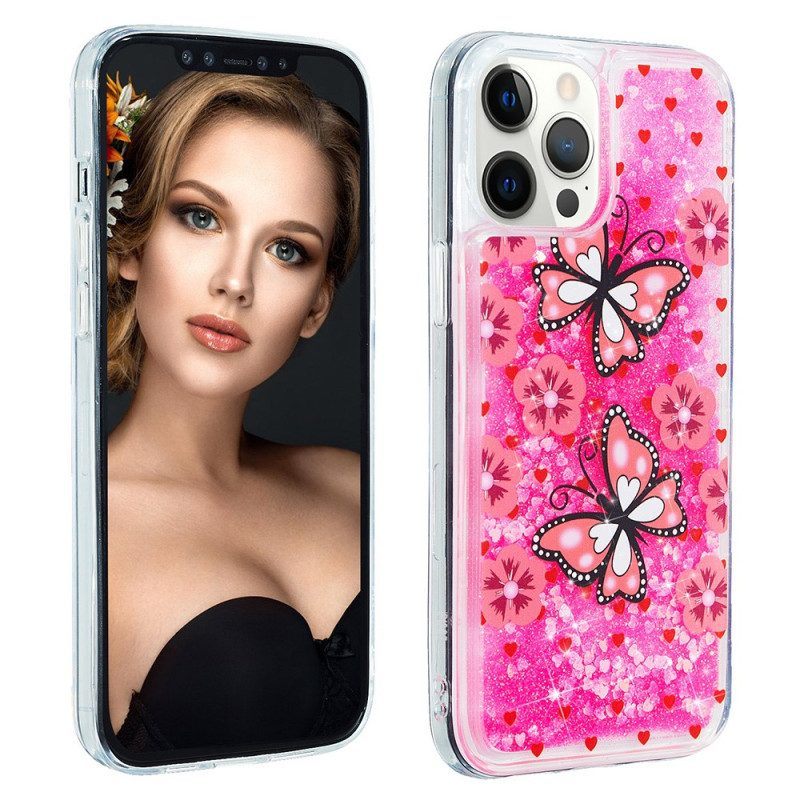 Telefoonhoesje voor iPhone 15 Pro Max Vlinders Glitteren