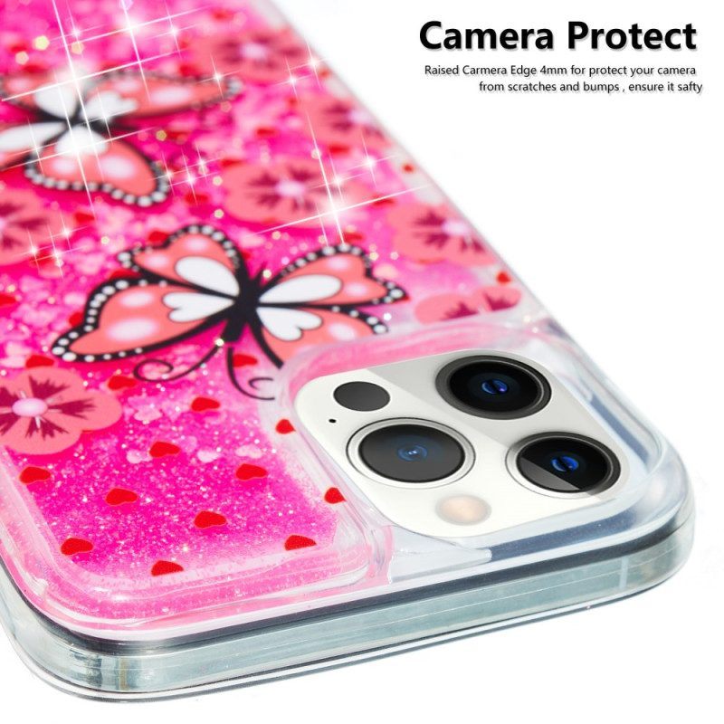 Telefoonhoesje voor iPhone 15 Pro Max Vlinders Glitteren