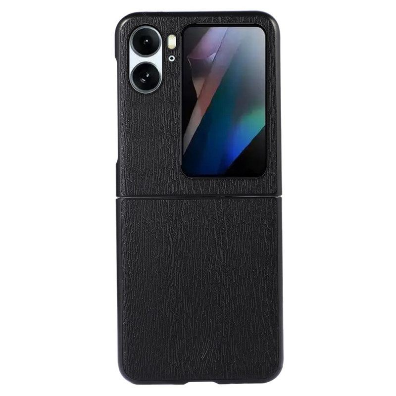 Telefoonhoesje voor Oppo Find N2 Flip Folio-hoesje Stijl Leer Houteffect