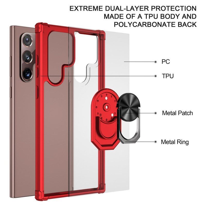 Telefoonhoesje voor Samsung Galaxy S23 Ultra 5G Transparant Met Ring-support