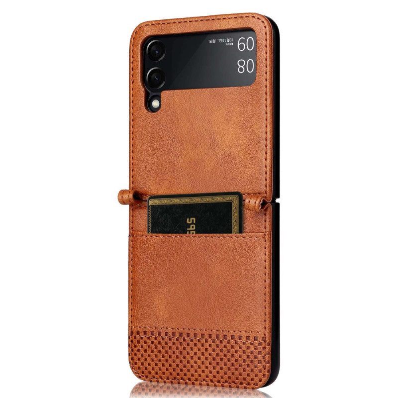 Telefoonhoesje voor Samsung Galaxy Z Flip 4 Folio-hoesje Vintage Lederen Stijl Kaarthouder