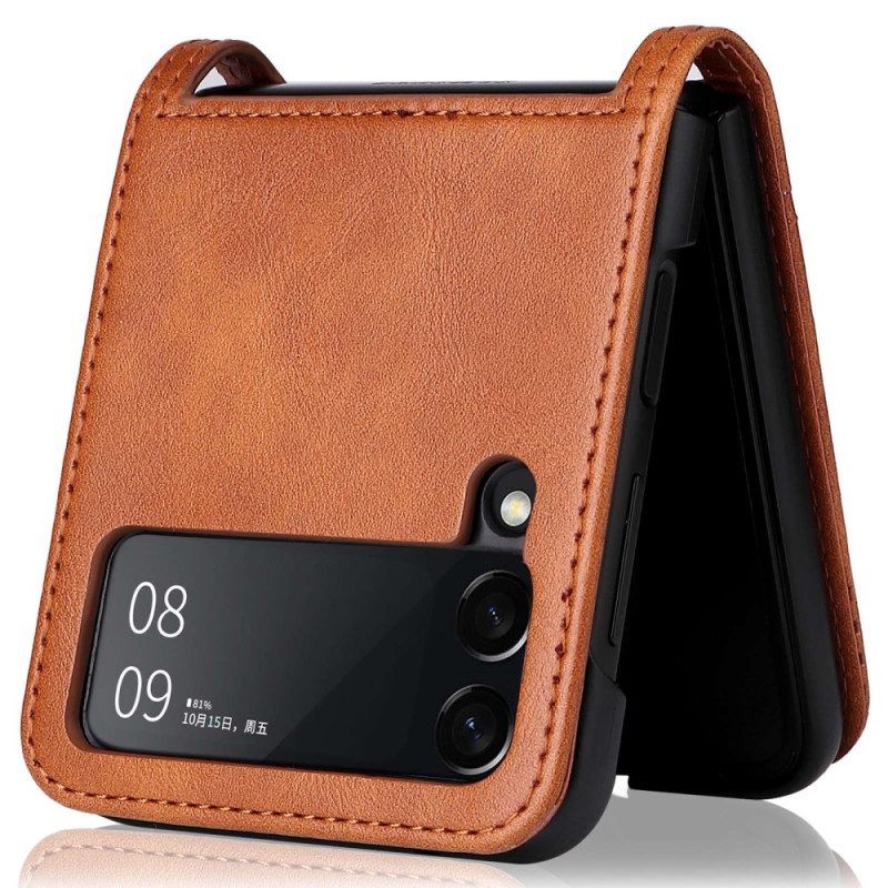 Telefoonhoesje voor Samsung Galaxy Z Flip 4 Folio-hoesje Vintage Lederen Stijl Kaarthouder