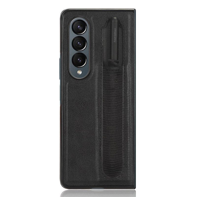 Telefoonhoesje voor Samsung Galaxy Z Fold 4 Retro Stylus Van Imitatieleer